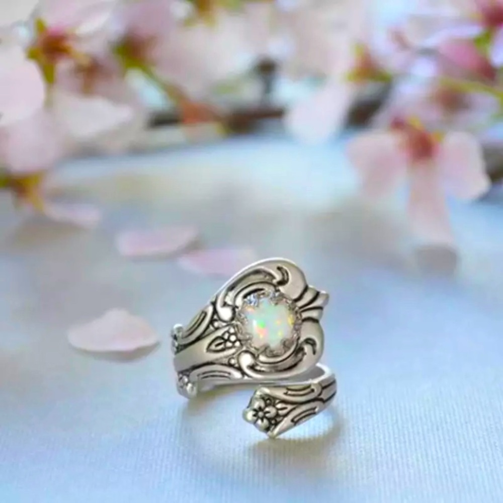 Gorgeous .925 sterling silver adjustable fire Opal silver spoon rings.